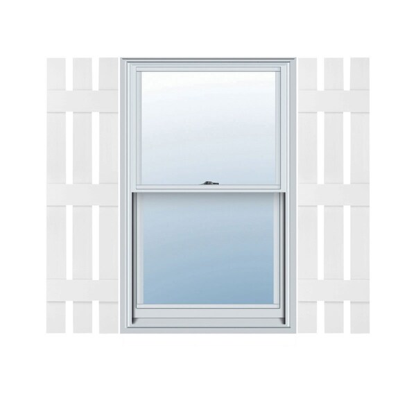 Ekena Millwork 12-in. W x 63-in. H Lifetime Vinyl, Three Board Spaced, Board-n-Batten Shutters, Bright White, PR LS3S12X06300BW - main